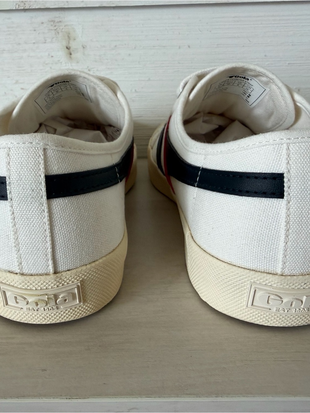 Gola Coaster Hook-and-Loop Strap Canvas Sneakers Women’s Size 8 White Blue Red - Picture 8 of 10